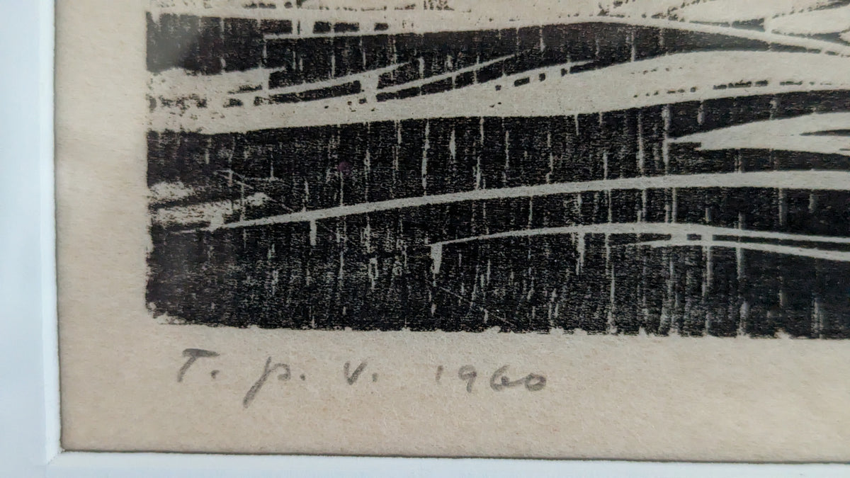 Aukusti Tuhka - Revontulet (Signeerattu Puupiirros 1937, 1960)