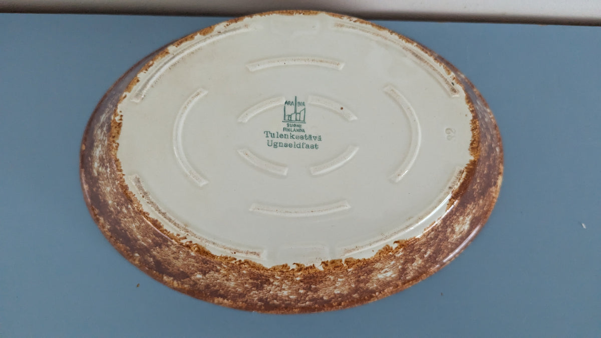 Arabia Puhalluskoristeltu Uunivuoka / Tarjoilukulho (1954-1973, Edvin Lindqvist)