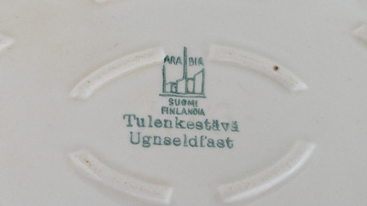 Arabia Puhalluskoristeltu Uunivuoka / Tarjoilukulho (1954-1973, Edvin Lindqvist)