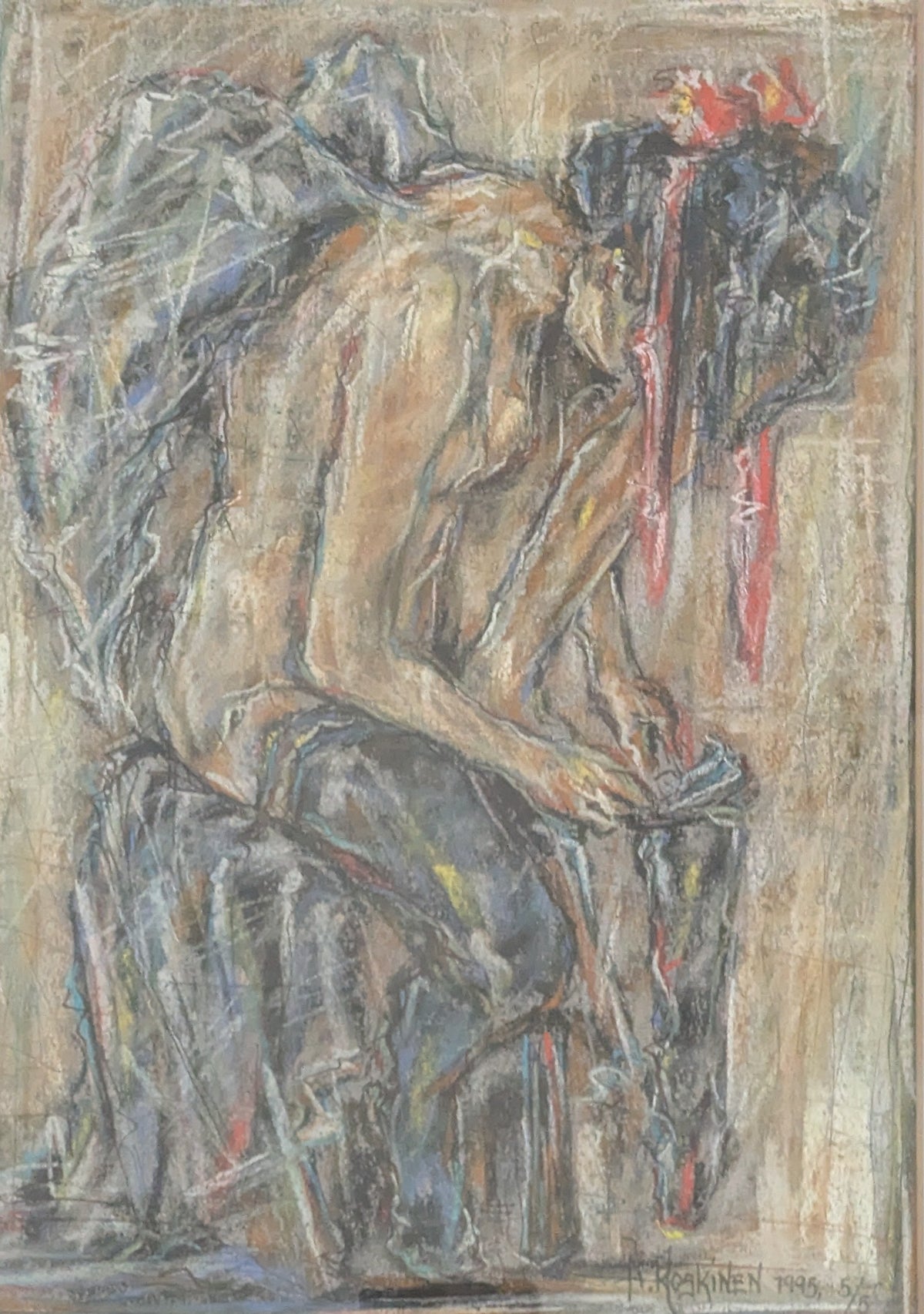 Arja Koskinen - Eksynyt Enkeli (Signeerattu Pastellimaalaus 1995)