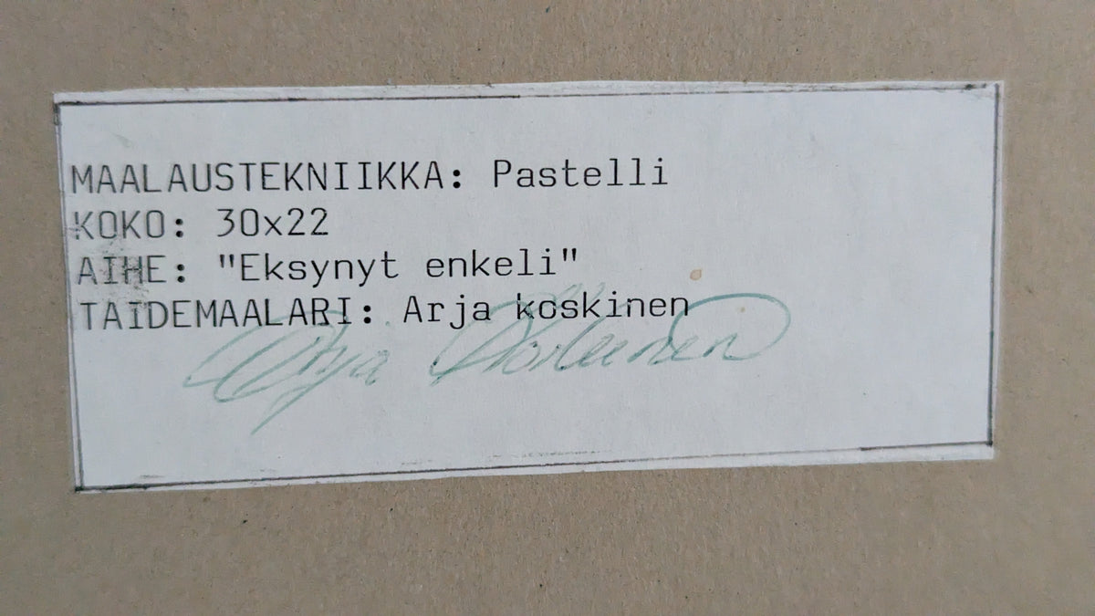 Arja Koskinen - Eksynyt Enkeli (Signeerattu Pastellimaalaus 1995)