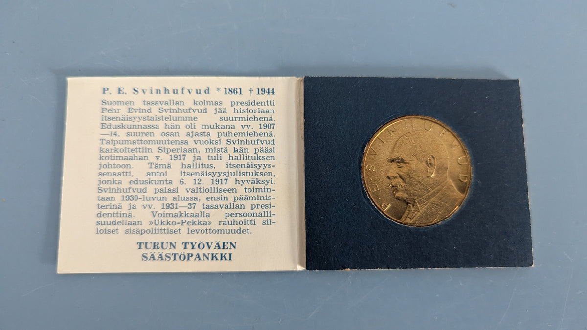 Säästöpankkiviikko 1962 - P.E. Svinhufvud Mitali (Turun Työväen Säästöpankki)