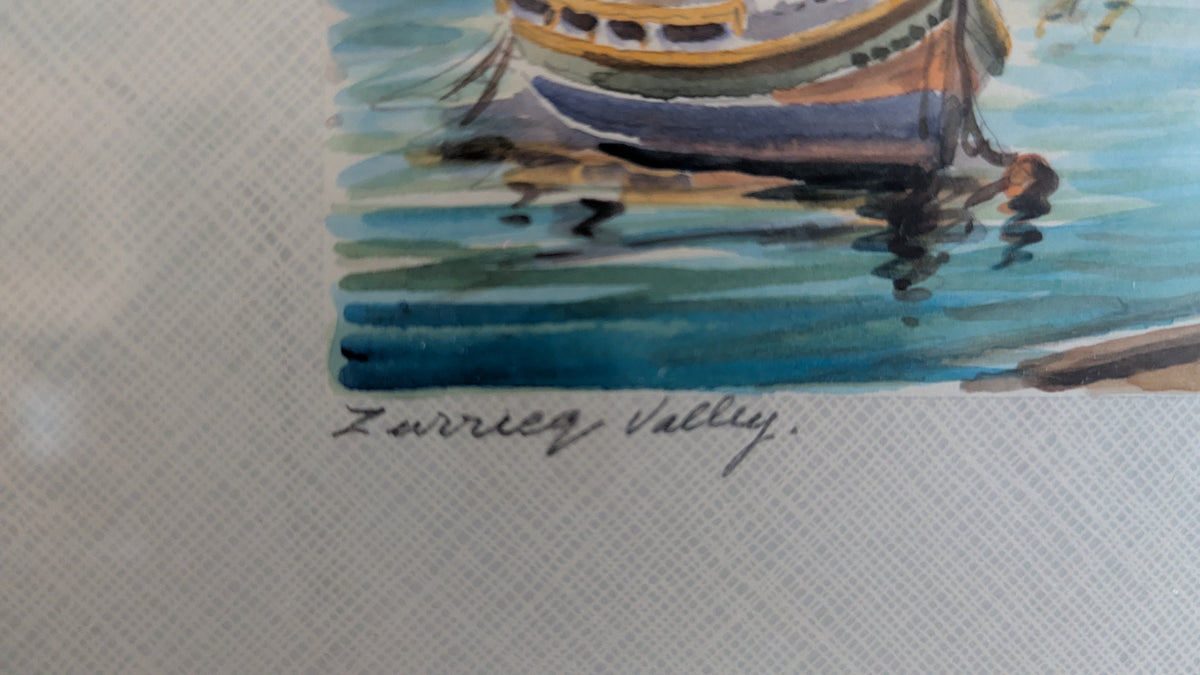 Edwin Galea - Zurrieq Valley (Malta, Signeerattu Akvarellimaalaus, 1987)