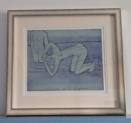 Helgi Thorgils Frídjónsson - Ástfangið Par á Ströndinni (Sign. Grafiikka, 1986)