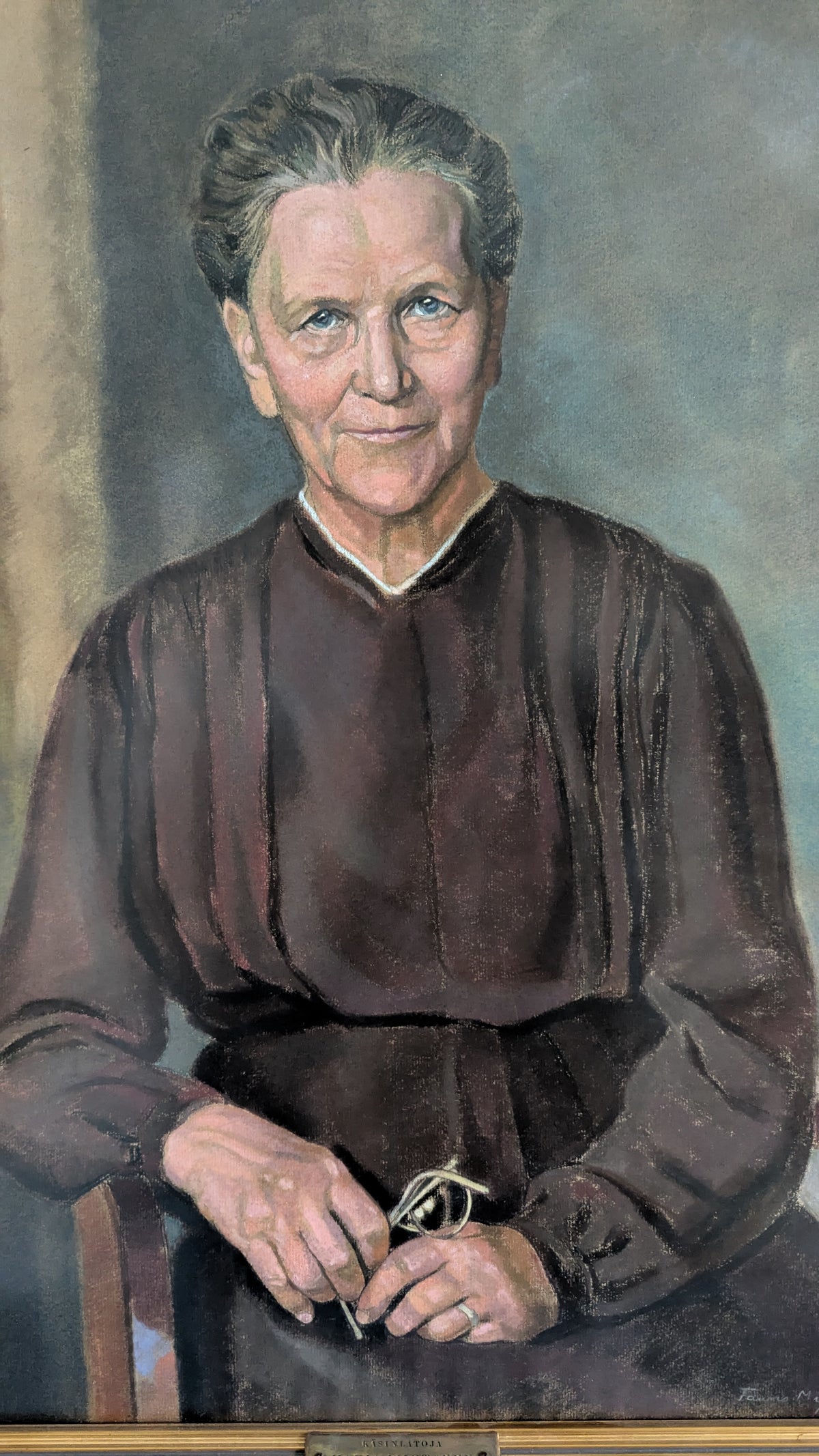 Tauno Miesmaa - Käsinlatoja Maria Wirtanen (Signeerattu Pastellimaalaus 1950)
