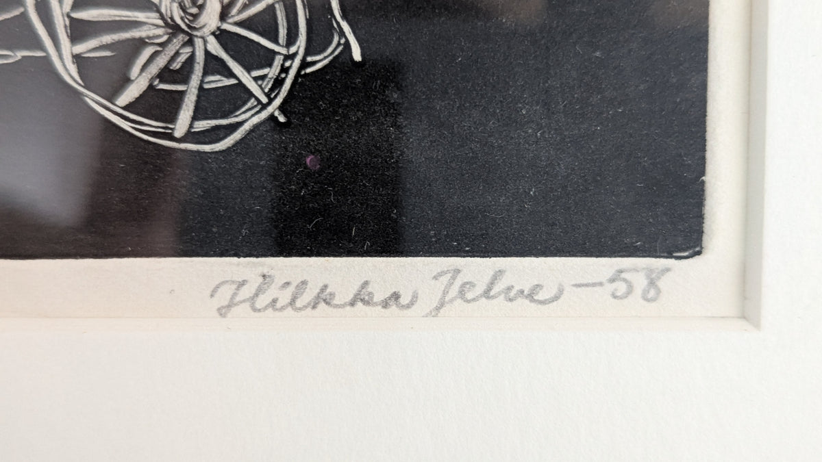 Hilkka Jelve - Signeerattu Puupiirros (Monotypia, 1958)