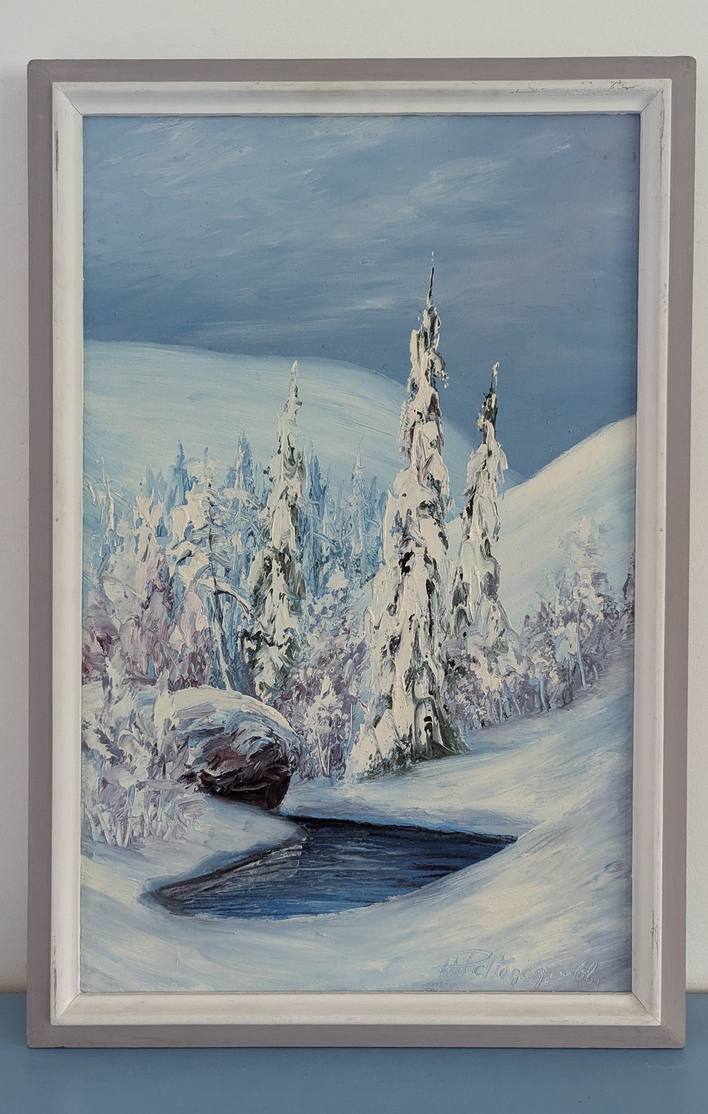 H.Peltonen - Pyhätunturin Isokuru Pelkosenniemi (Signeerattu Öljyvärityö 1968)