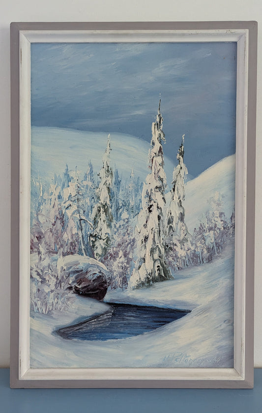 H.Peltonen - Pyhätunturin Isokuru Pelkosenniemi (Signeerattu Öljyvärityö 1968)