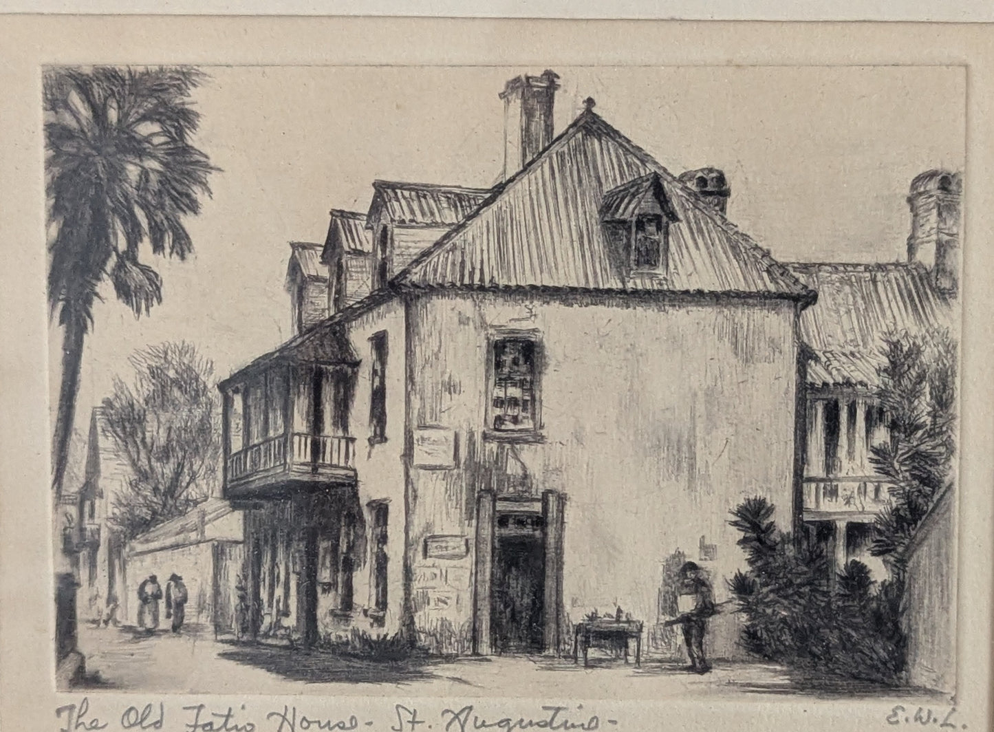Elizabeth Warren Lindenmuth - The Old Fatio House, St. Augustine (Sign. Etsaus)