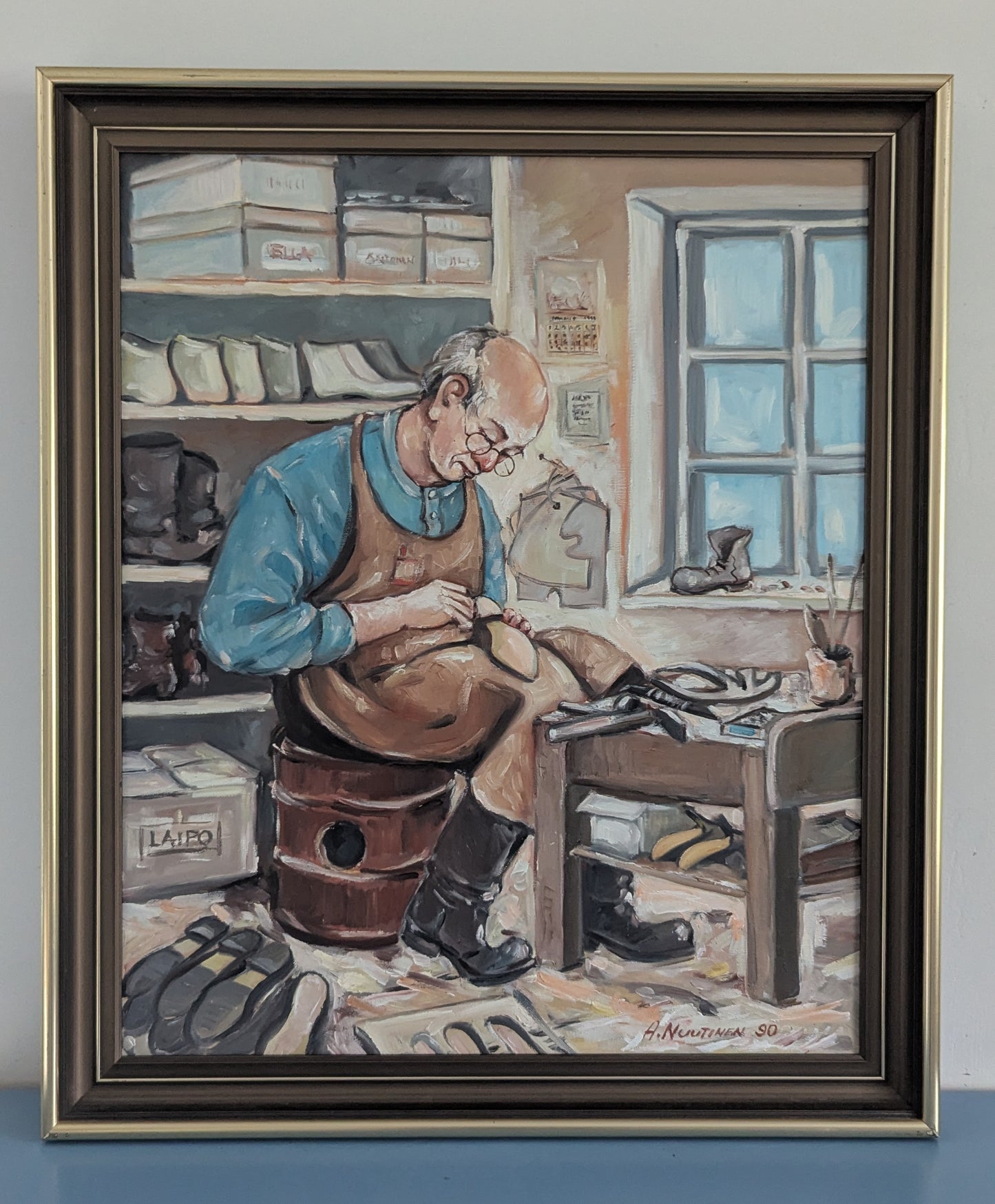 A.Nuutinen - Suutari (Signeerattu Öljyvärimaalaus 1990)