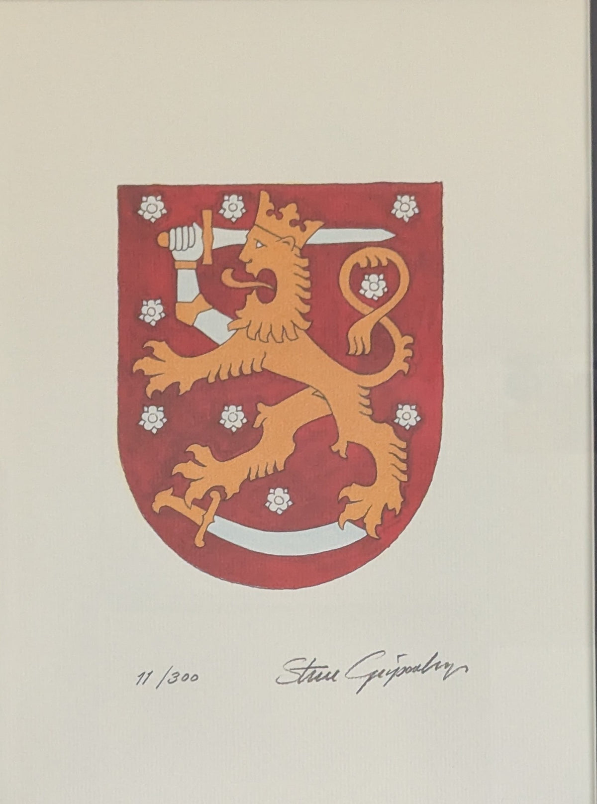 Sture Gripenberg - Suomen Vaakuna (Signeerattu ja Numeroitu Litografia)